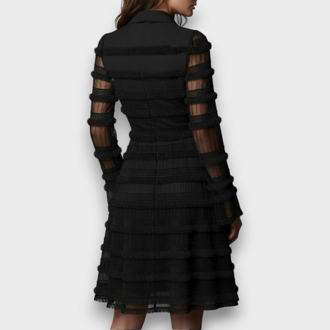 Parisa – Midi Dress with Sheer Fringes